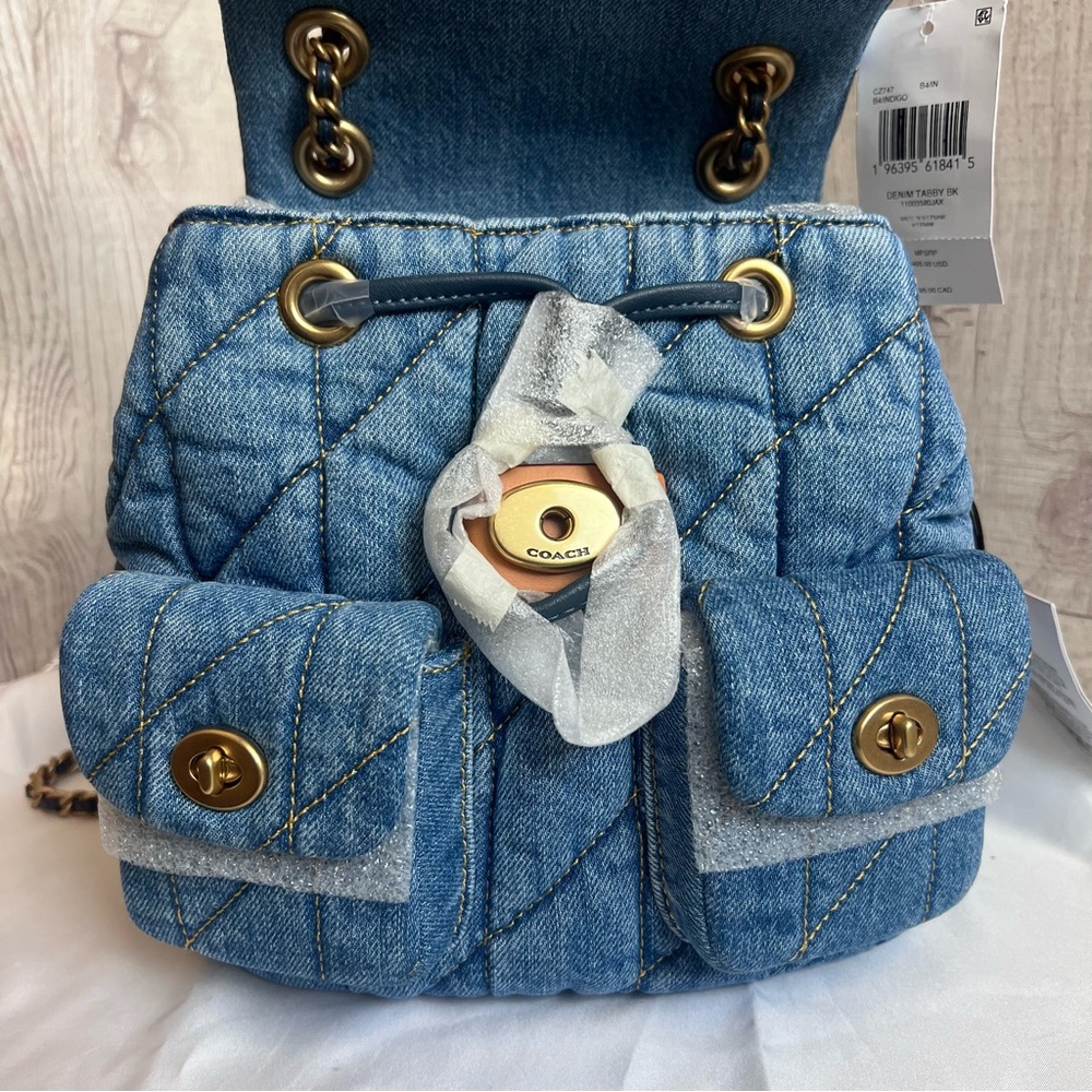 Coach Tabby Denim Backpack - Picture 9 of 12